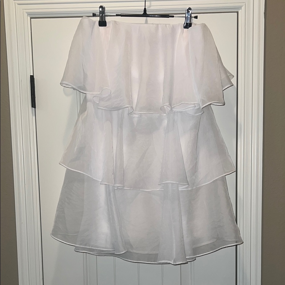 Strapless White Tiered Dress